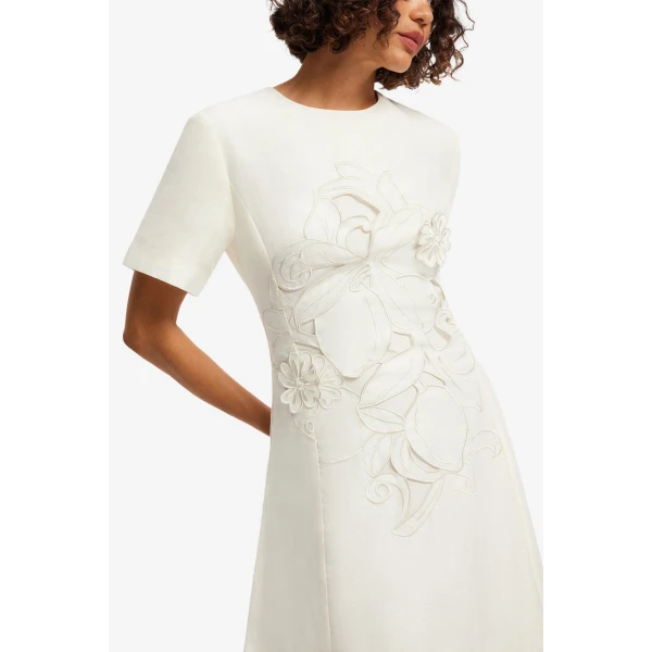 Leo Lin Alice Appliqué Short Sleeve Maxi Dress  - Leo Lin Dress - Australian Luxury Fashion - Shop at Coveti