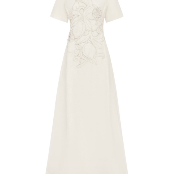 Leo Lin Alice Appliqué Short Sleeve Maxi Dress  - Leo Lin Dress - Australian Luxury Fashion - Shop at Coveti