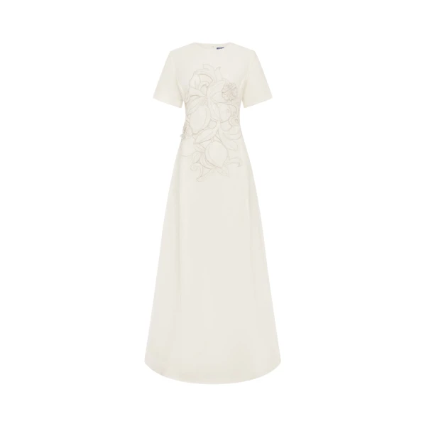 Leo Lin Alice Appliqué Short Sleeve Maxi Dress  - Leo Lin Dress - Australian Luxury Fashion - Shop at Coveti