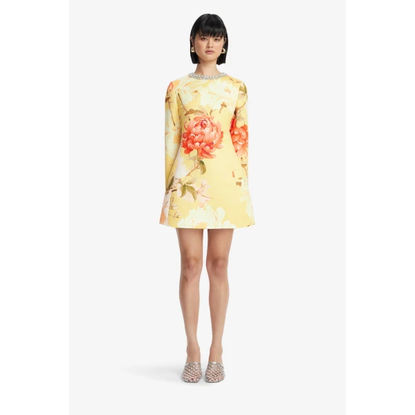 Leo Lin Aliza Embellished Long Sleeve Mini Dress  - Leo Lin Dress - Australian Luxury Fashion - Shop at Coveti
