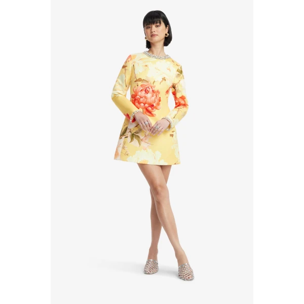 Leo Lin Aliza Embellished Long Sleeve Mini Dress  - Leo Lin Dress - Australian Luxury Fashion - Shop at Coveti