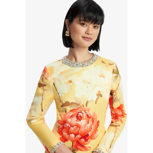 Leo Lin Aliza Embellished Long Sleeve Mini Dress  - Leo Lin Dress - Australian Luxury Fashion - Shop at Coveti