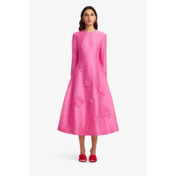 Leo Lin Amira Long Sleeve Petal Midi Dress  - Leo Lin Dress - Australian Luxury Fashion - Shop at Coveti