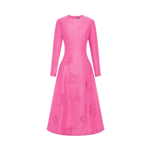 Leo Lin Amira Long Sleeve Petal Midi Dress  - Leo Lin Dress - Australian Luxury Fashion - Shop at Coveti