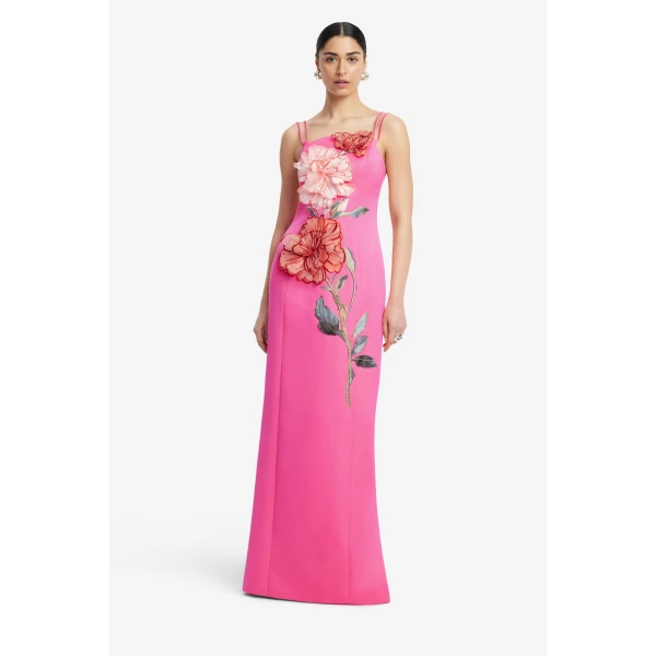 Leo Lin Arianna Appliqué Floral Maxi Dress  - Leo Lin Dress - Australian Luxury Fashion - Shop at Coveti