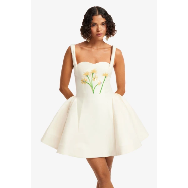 Leo Lin Ariel Embellished Wool Mini Dress  - Leo Lin Dress - Australian Luxury Fashion - Shop at Coveti