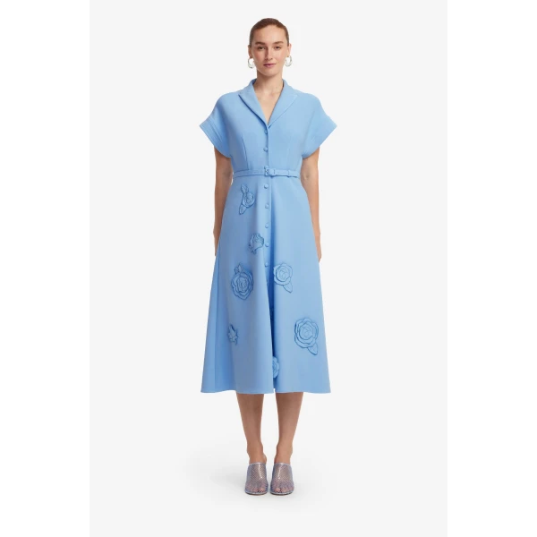 Leo Lin Aubrey Appliqué Shirt Midi Dress  - Leo Lin Dress - Australian Luxury Fashion - Shop at Coveti