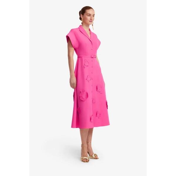 Leo Lin Aubrey Appliqué Shirt Midi Dress  - Leo Lin Dress - Australian Luxury Fashion - Shop at Coveti