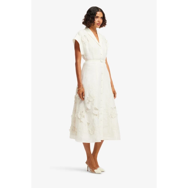 Leo Lin Aubrey Appliqué Shirt Midi Dress  - Leo Lin Dress - Australian Luxury Fashion - Shop at Coveti