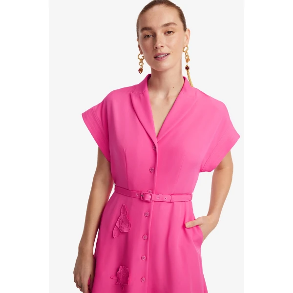 Leo Lin Aubrey Appliqué Shirt Midi Dress  - Leo Lin Dress - Australian Luxury Fashion - Shop at Coveti