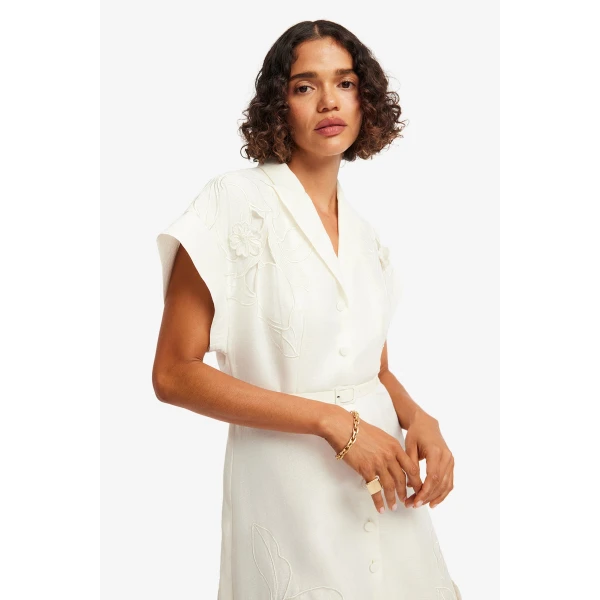 Leo Lin Aubrey Appliqué Shirt Midi Dress  - Leo Lin Dress - Australian Luxury Fashion - Shop at Coveti