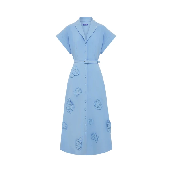 Leo Lin Aubrey Appliqué Shirt Midi Dress  - Leo Lin Dress - Australian Luxury Fashion - Shop at Coveti