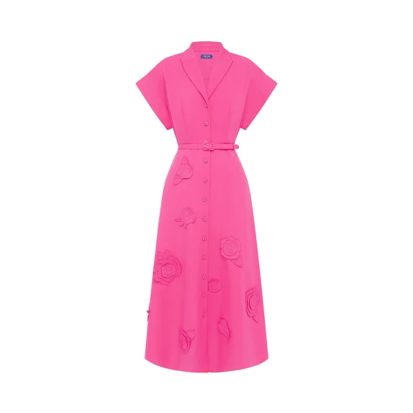 Leo Lin Aubrey Appliqué Shirt Midi Dress  - Leo Lin Dress - Australian Luxury Fashion - Shop at Coveti