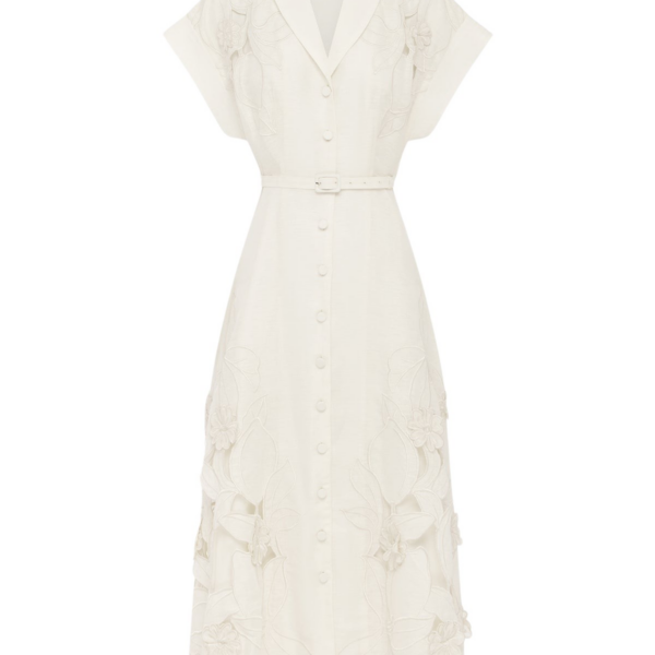 Leo Lin Aubrey Appliqué Shirt Midi Dress  - Leo Lin Dress - Australian Luxury Fashion - Shop at Coveti