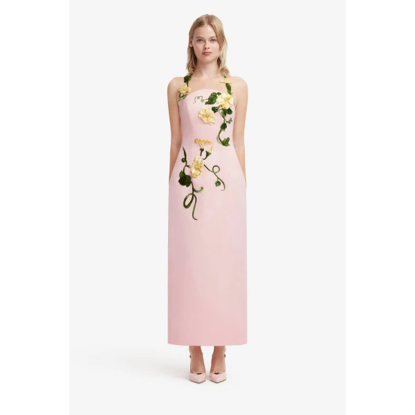 Leo Lin Ava Halterneck Appliqué Floral Bustier Maxi Dress  - Leo Lin Dress - Australian Luxury Fashion - Shop at Coveti