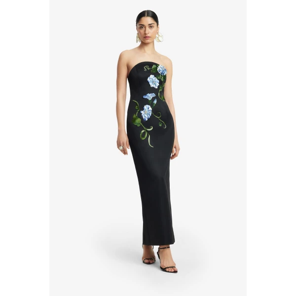 Leo Lin Ava Halterneck Appliqué Floral Bustier Maxi Dress  - Leo Lin Dress - Australian Luxury Fashion - Shop at Coveti