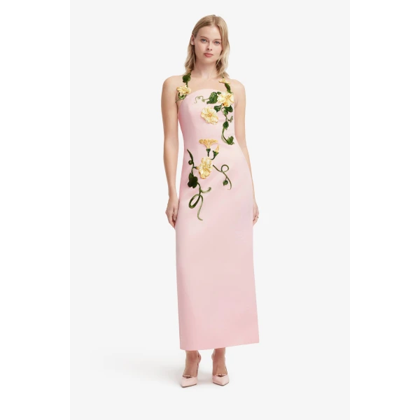 Leo Lin Ava Halterneck Appliqué Floral Bustier Maxi Dress  - Leo Lin Dress - Australian Luxury Fashion - Shop at Coveti