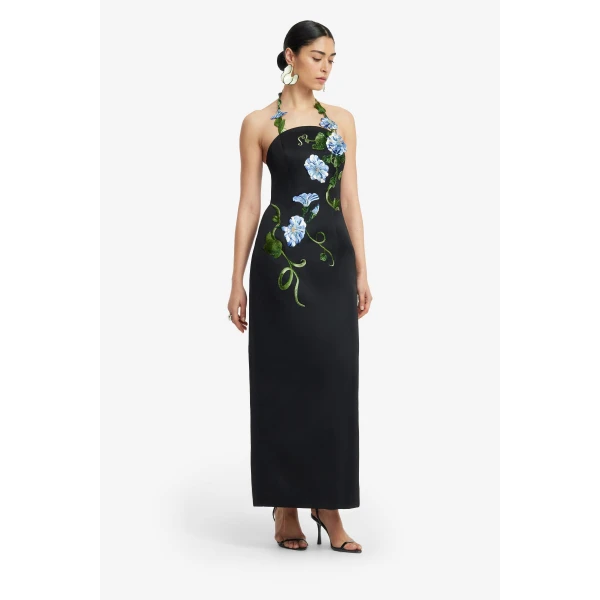 Leo Lin Ava Halterneck Appliqué Floral Bustier Maxi Dress  - Leo Lin Dress - Australian Luxury Fashion - Shop at Coveti