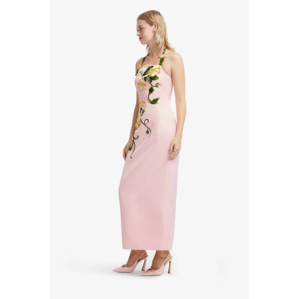 Leo Lin Ava Halterneck Appliqué Floral Bustier Maxi Dress  - Leo Lin Dress - Australian Luxury Fashion - Shop at Coveti