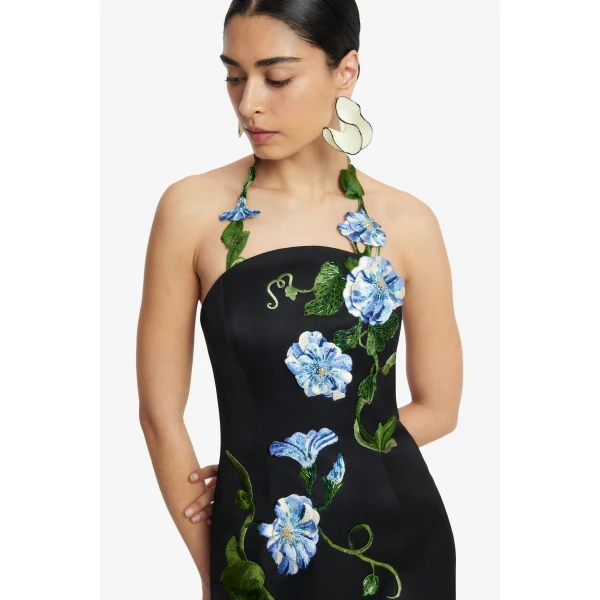 Leo Lin Ava Halterneck Appliqué Floral Bustier Maxi Dress  - Leo Lin Dress - Australian Luxury Fashion - Shop at Coveti