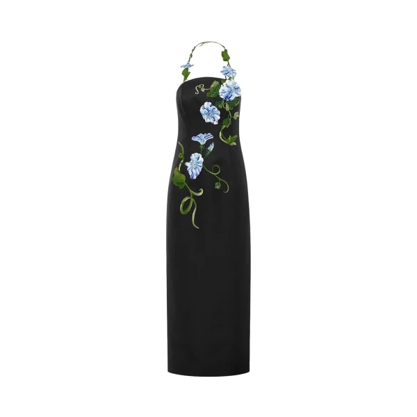 Leo Lin Ava Halterneck Appliqué Floral Bustier Maxi Dress  - Leo Lin Dress - Australian Luxury Fashion - Shop at Coveti