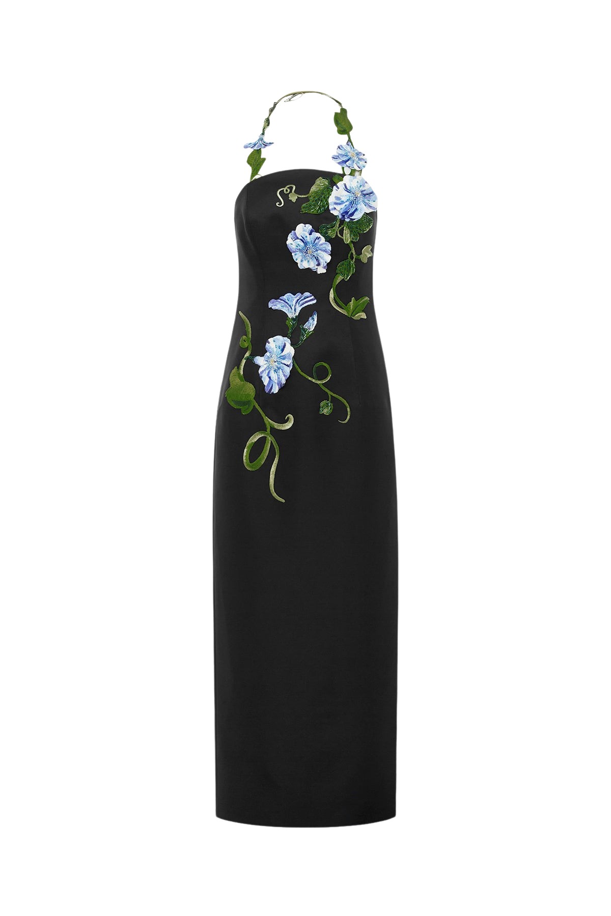 Leo Lin Ava Halterneck Appliqué Floral Bustier Maxi Dress