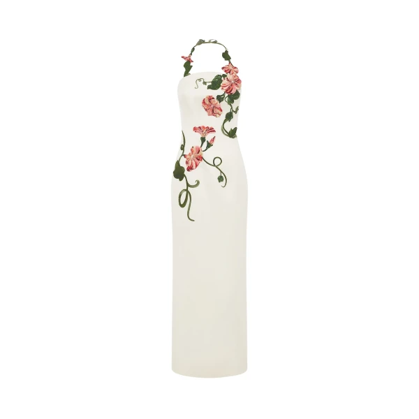Leo Lin Ava Halterneck Appliqué Floral Bustier Maxi Dress  - Leo Lin Dress - Australian Luxury Fashion - Shop at Coveti