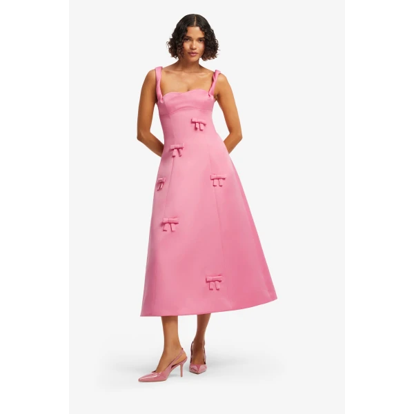 Leo Lin Beatrice Bow Midi Dress  - Leo Lin Dress - Australian Luxury Fashion - Shop at Coveti