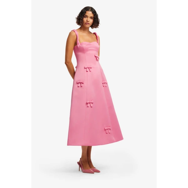 Leo Lin Beatrice Bow Midi Dress  - Leo Lin Dress - Australian Luxury Fashion - Shop at Coveti