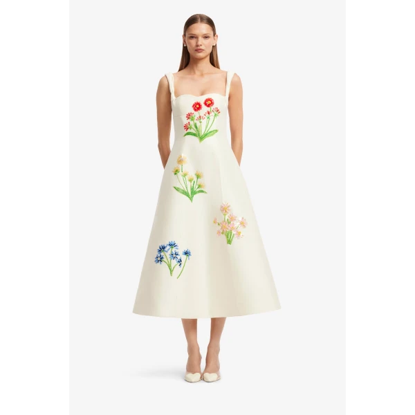 Leo Lin Beatrice Embellished Wool Midi Dress  - Leo Lin Dress - Australian Luxury Fashion - Shop at Coveti