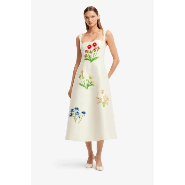 Leo Lin Beatrice Embellished Wool Midi Dress  - Leo Lin Dress - Australian Luxury Fashion - Shop at Coveti