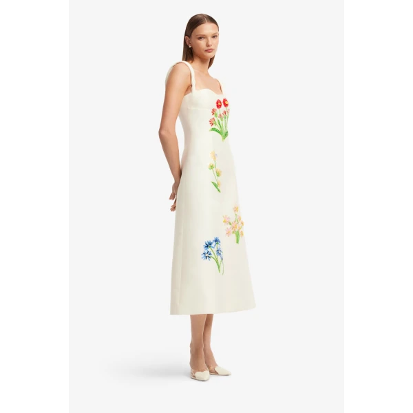 Leo Lin Beatrice Embellished Wool Midi Dress  - Leo Lin Dress - Australian Luxury Fashion - Shop at Coveti