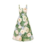 Leo Lin Beatrice Floral Hand Embroidered Midi Dress  - Leo Lin Dress - Australian Luxury Fashion - Shop at Coveti