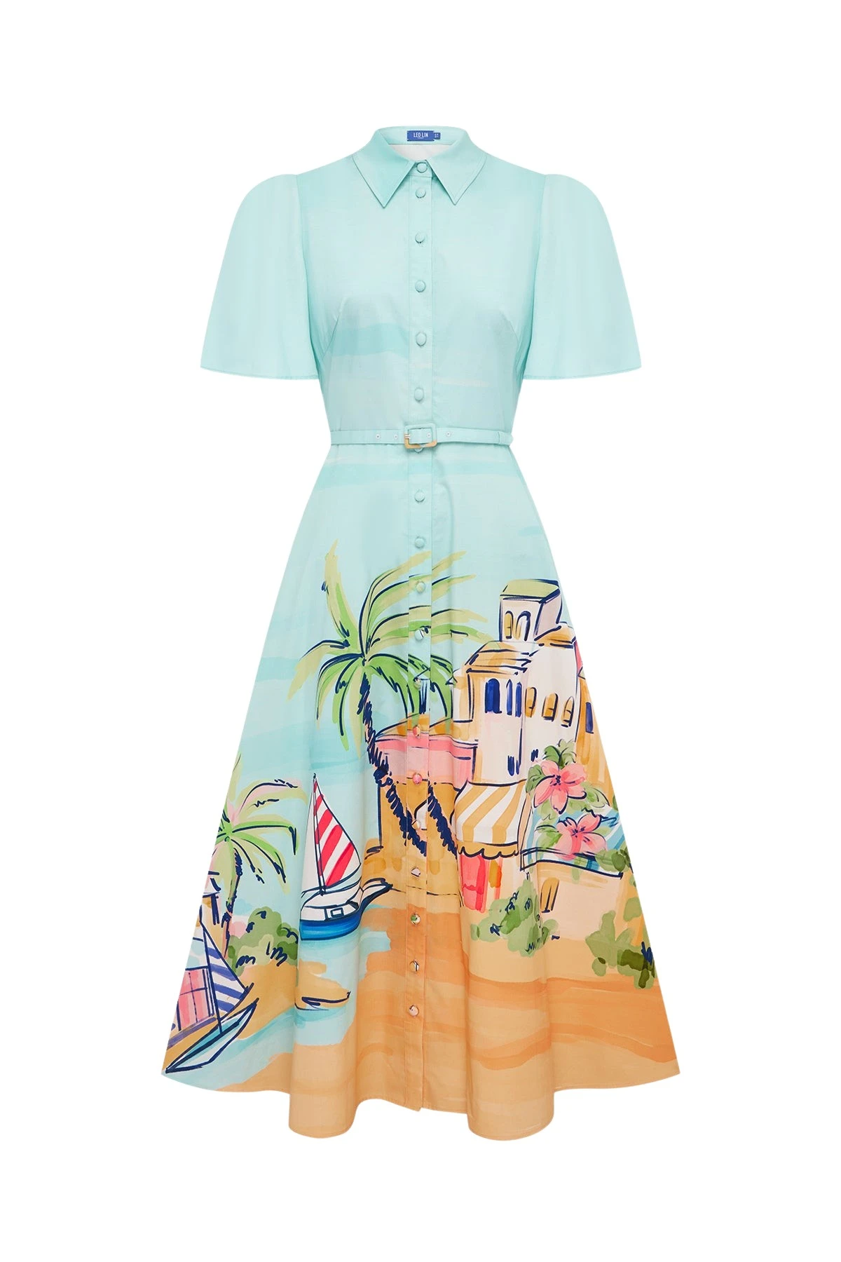 Leo-Lin-Bianca-Short-Sleeve-Midi-Dress-765105_nobg Leo Lin Bianca Short Sleeve Midi Dress - Leo Lin Dress - Australian Luxury Fashion - Shop at Coveti