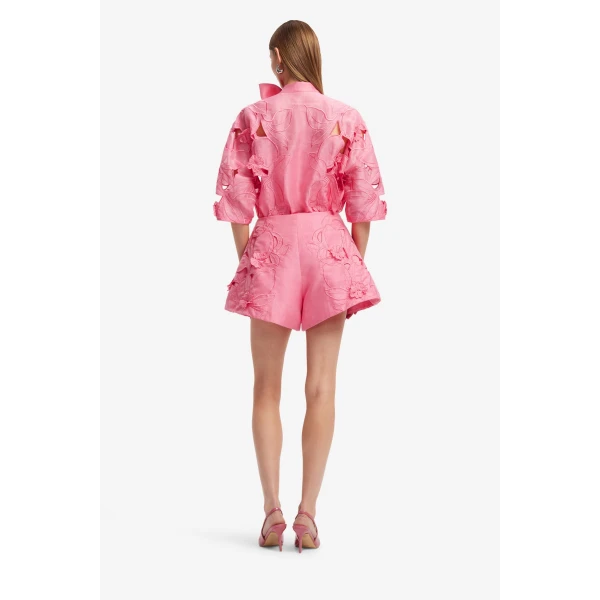 Leo Lin Brooklyn Appliqué Bow Puff Sleeve Top  - Leo Lin Dress - Australian Luxury Fashion - Shop at Coveti