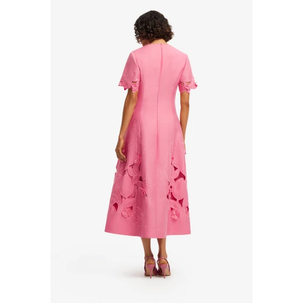 Leo Lin Caroline Appliqué Short Sleeve Midi Dress  - Leo Lin Dress - Australian Luxury Fashion - Shop at Coveti