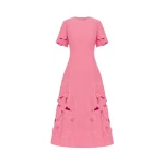 Leo Lin Caroline Appliqué Short Sleeve Midi Dress  - Leo Lin Dress - Australian Luxury Fashion - Shop at Coveti