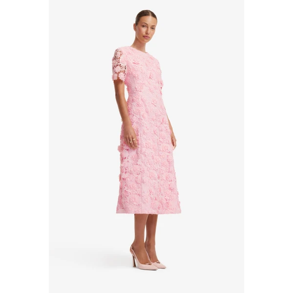 Leo Lin Caroline Lace Short Sleeves Midi Dress  - Leo Lin Dress - Australian Luxury Fashion - Shop at Coveti
