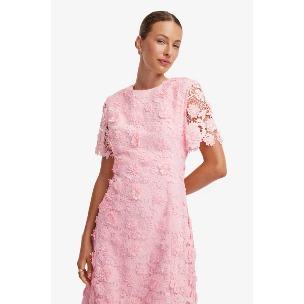 Leo Lin Caroline Lace Short Sleeves Midi Dress  - Leo Lin Dress - Australian Luxury Fashion - Shop at Coveti
