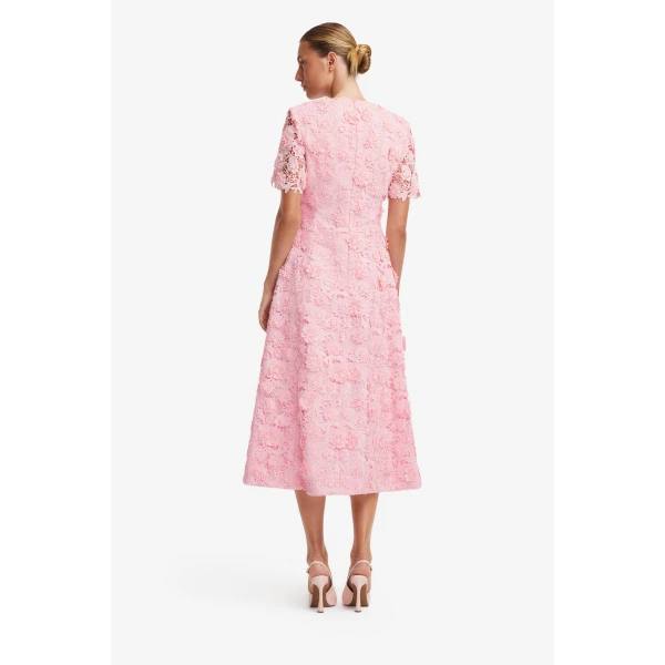 Leo Lin Caroline Lace Short Sleeves Midi Dress  - Leo Lin Dress - Australian Luxury Fashion - Shop at Coveti