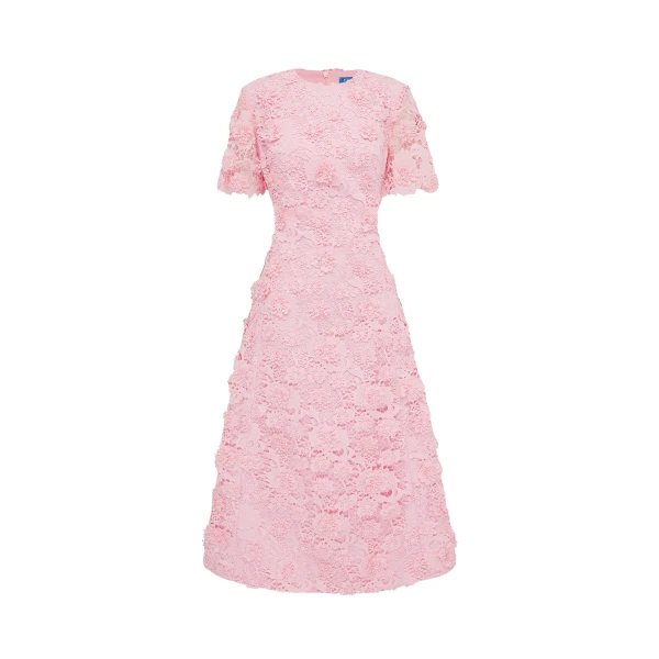 Leo Lin Caroline Lace Short Sleeves Midi Dress  - Leo Lin Dress - Australian Luxury Fashion - Shop at Coveti