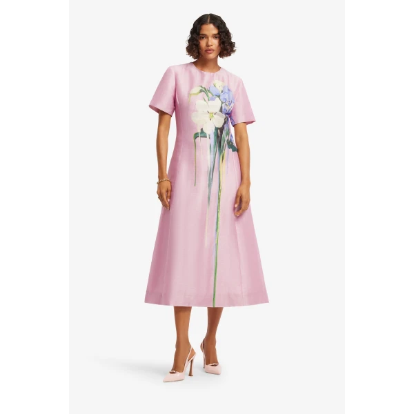 Leo Lin Caroline Short Sleeve Midi Dress  - Leo Lin Dress - Australian Luxury Fashion - Shop at Coveti