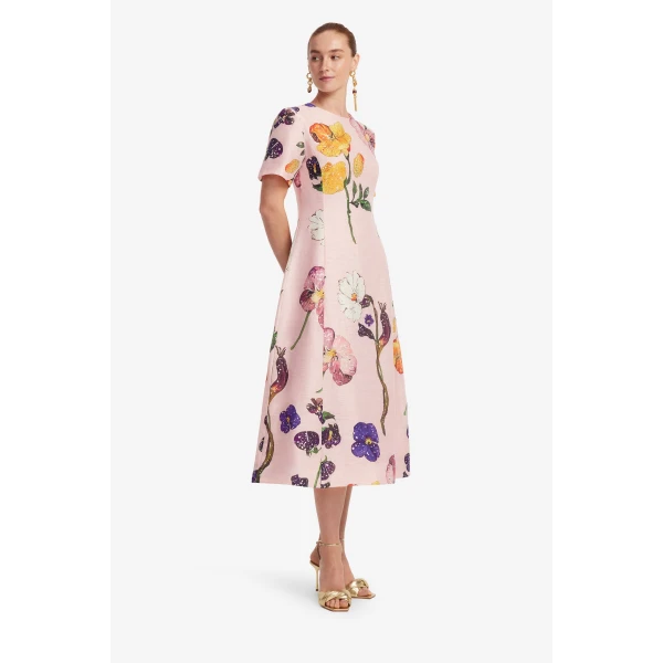 Leo Lin Caroline Short Sleeve Midi Dress  - Leo Lin Dress - Australian Luxury Fashion - Shop at Coveti