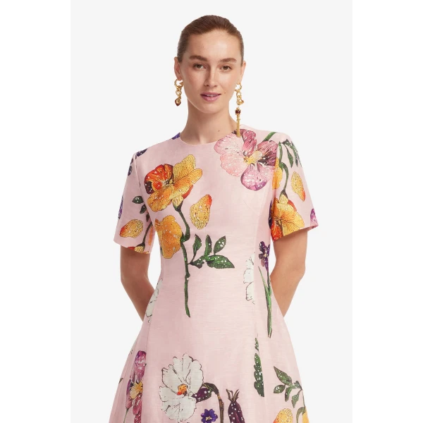 Leo Lin Caroline Short Sleeve Midi Dress  - Leo Lin Dress - Australian Luxury Fashion - Shop at Coveti