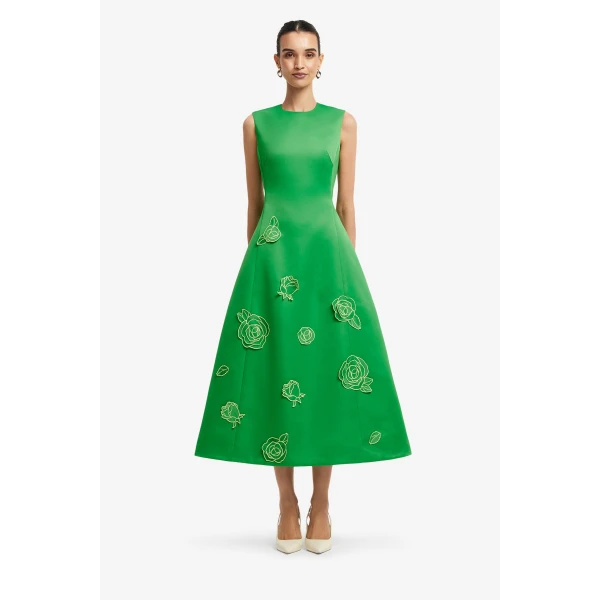 Leo Lin Cleo Appliqué Sleeveless Midi Dress  - Leo Lin Dress - Australian Luxury Fashion - Shop at Coveti