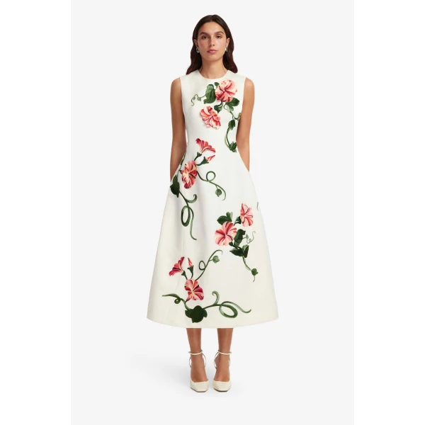 Leo Lin Cleo Appliqué Sleeveless Midi Dress  - Leo Lin Dress - Australian Luxury Fashion - Shop at Coveti