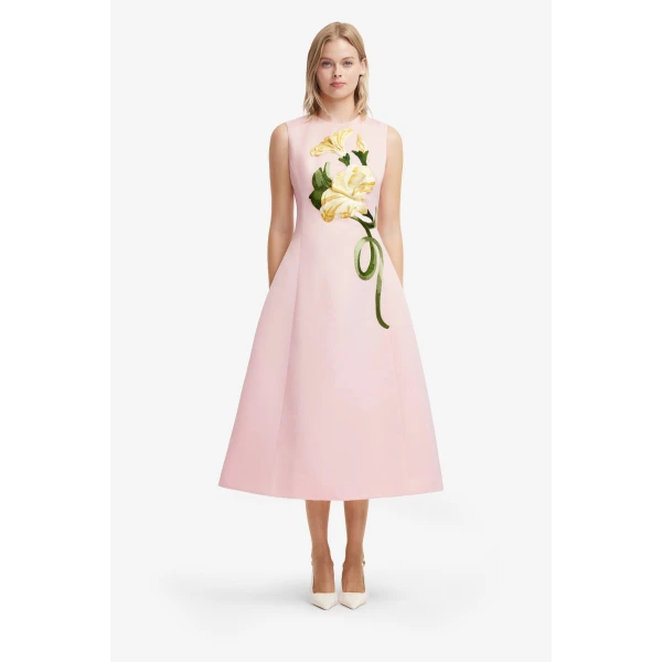 Leo Lin Cleo Appliqué Sleeveless Midi Dress  - Leo Lin Dress - Australian Luxury Fashion - Shop at Coveti