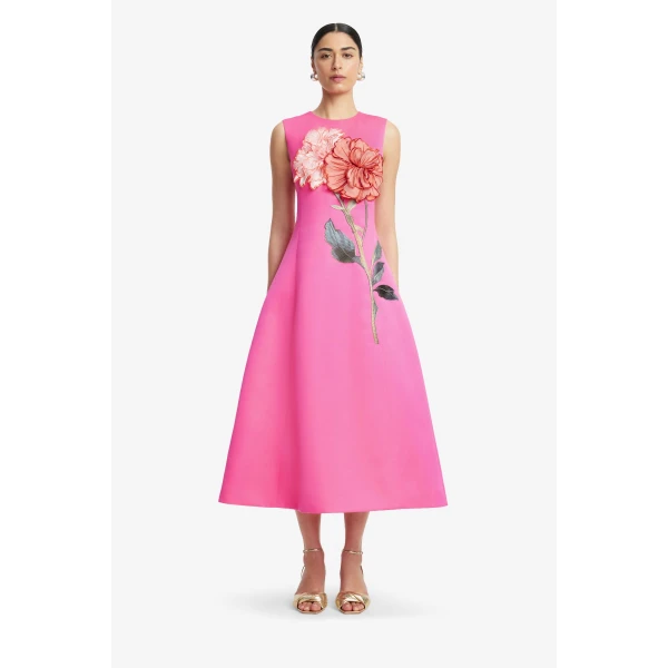 Leo Lin Cleo Appliqué Sleeveless Midi Dress  - Leo Lin Dress - Australian Luxury Fashion - Shop at Coveti