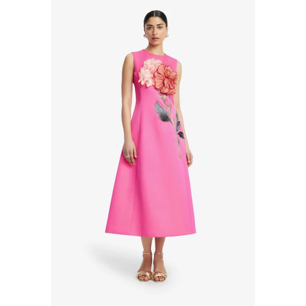 Leo Lin Cleo Appliqué Sleeveless Midi Dress  - Leo Lin Dress - Australian Luxury Fashion - Shop at Coveti