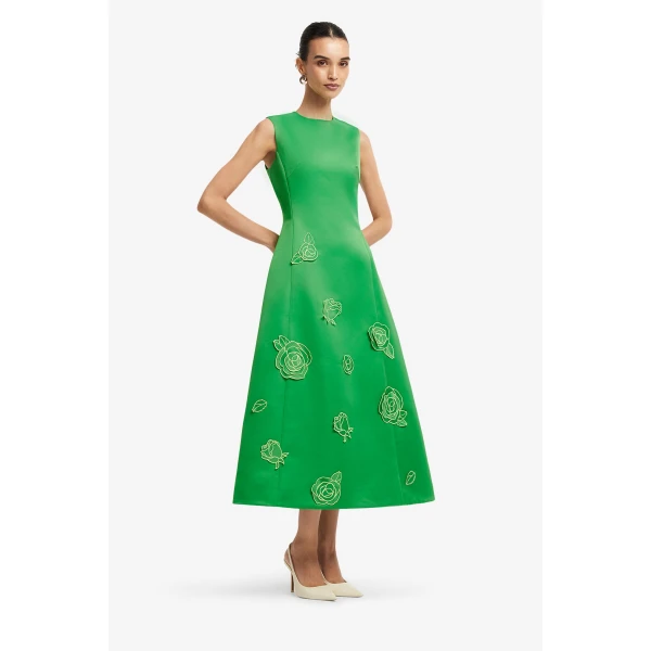 Leo Lin Cleo Appliqué Sleeveless Midi Dress  - Leo Lin Dress - Australian Luxury Fashion - Shop at Coveti